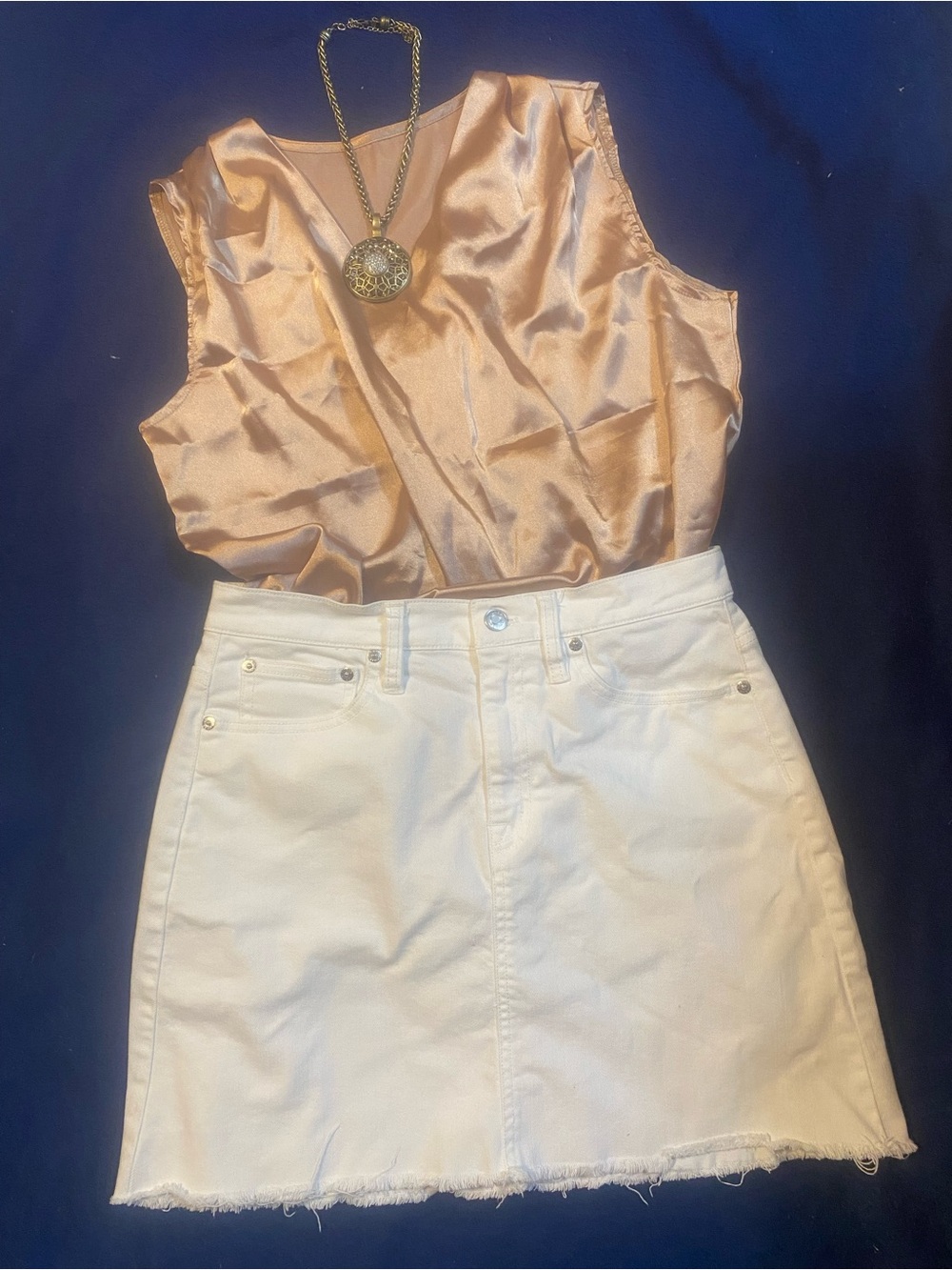 J. Crew White Denim Mini Skirt with Raw Hem - Picture 2 of 12